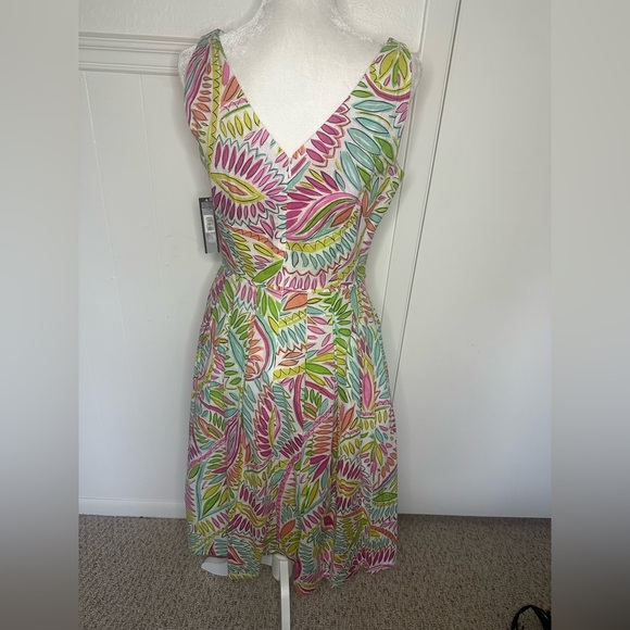 Tahari multi color  A-Line V-Neck Sundress size 8 new - Picture 3 of 9